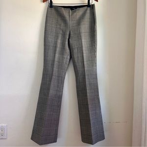 Theory Cardinal Flare Wide-Leg Portland Windowpane wool Trousers pants mid rise